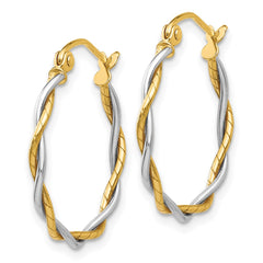 14K Two-Tone Gold Polished1.8mm Twisted Hoop Earrings