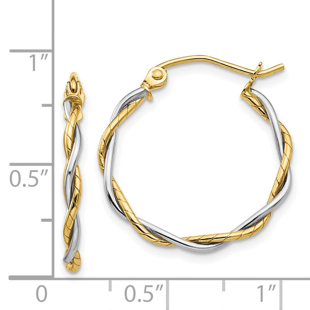 14K Two-Tone Gold Polished1.8mm Twisted Hoop Earrings