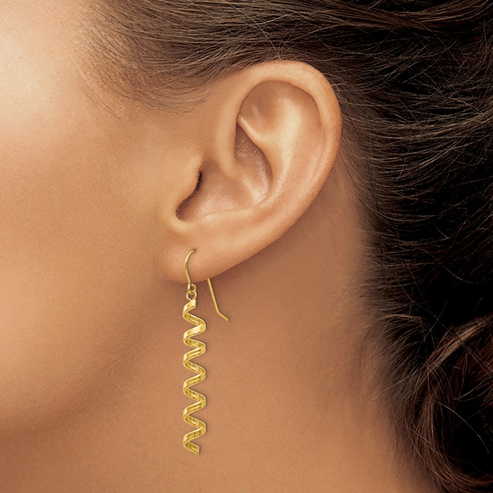 14K Yellow Gold Fancy Spiral Drop Earrings