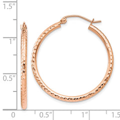 14K Rose Gold Diamond-cut Polished Hoop Earrings