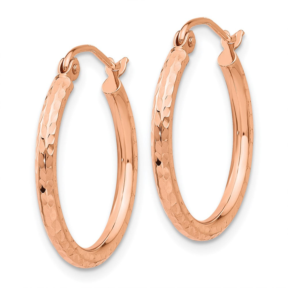 14K Rose Gold Diamond-cut Polished Hoop Earrings