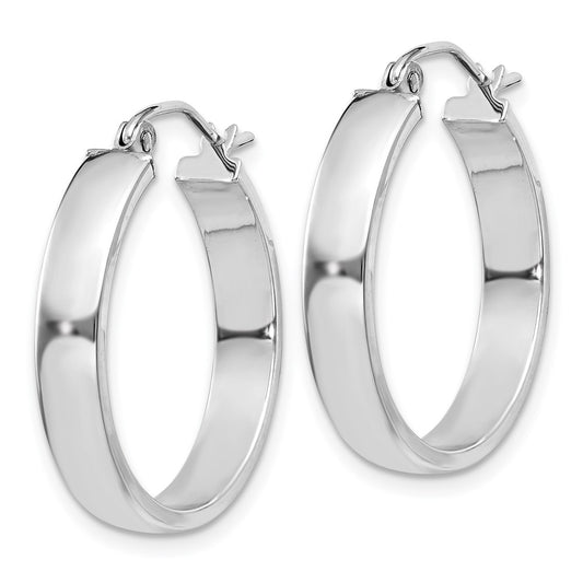 14K White Gold Polished Hoop Earrings