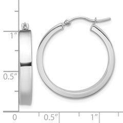 14K White Gold Polished Hoop Earrings