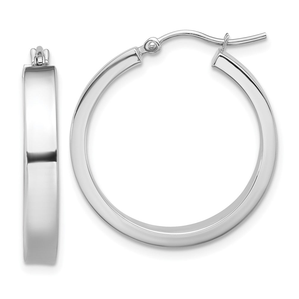 14K White Gold Polished Hoop Earrings