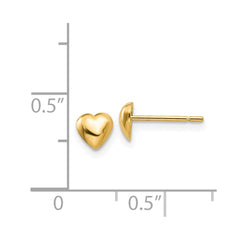 14K Yellow Gold Polished Heart Post Stud Earrings