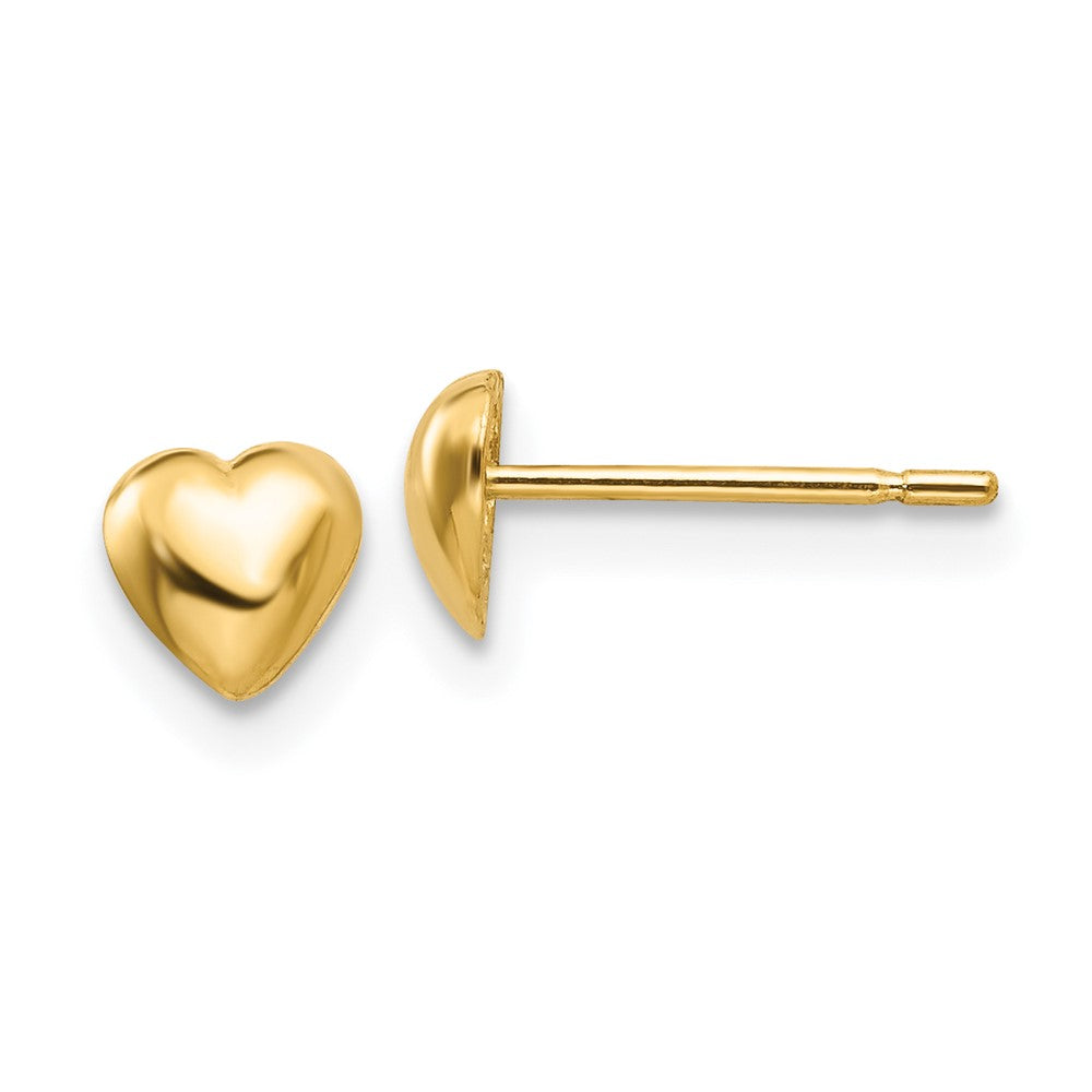 14K Yellow Gold Polished Heart Post Stud Earrings