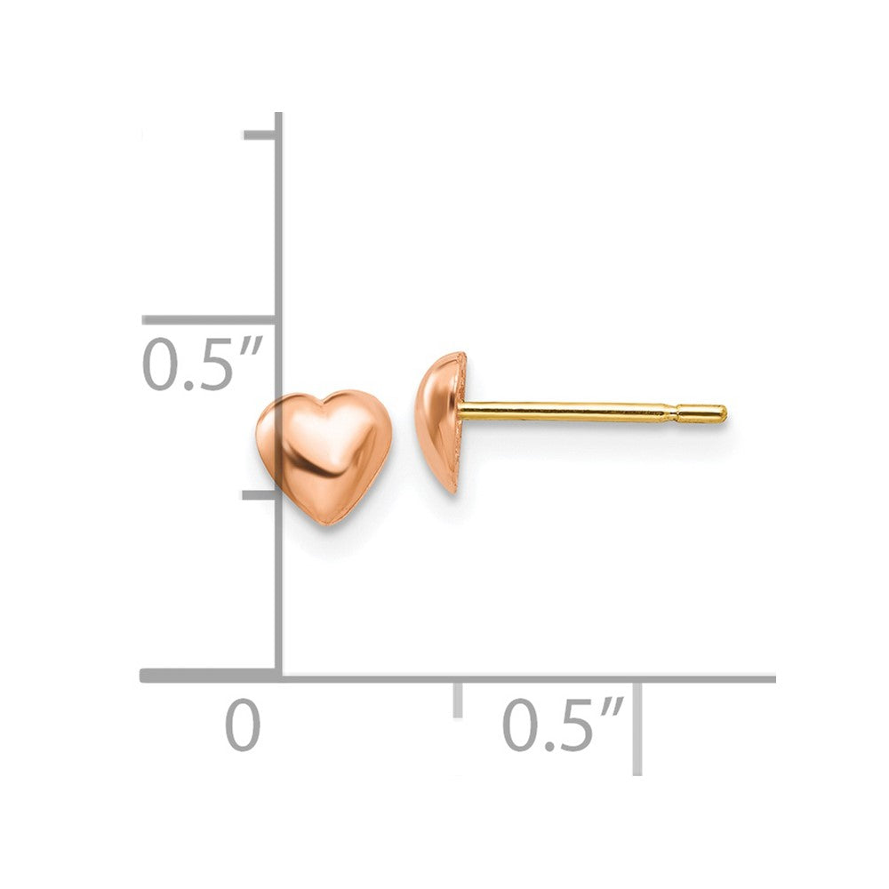 14K Rose Gold Polished Heart Post Stud Earrings