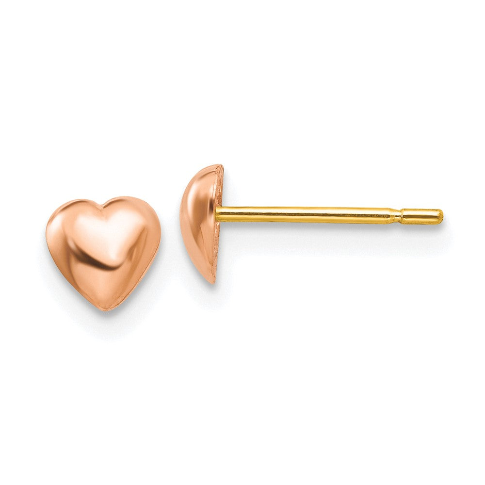 14K Rose Gold Polished Heart Post Stud Earrings