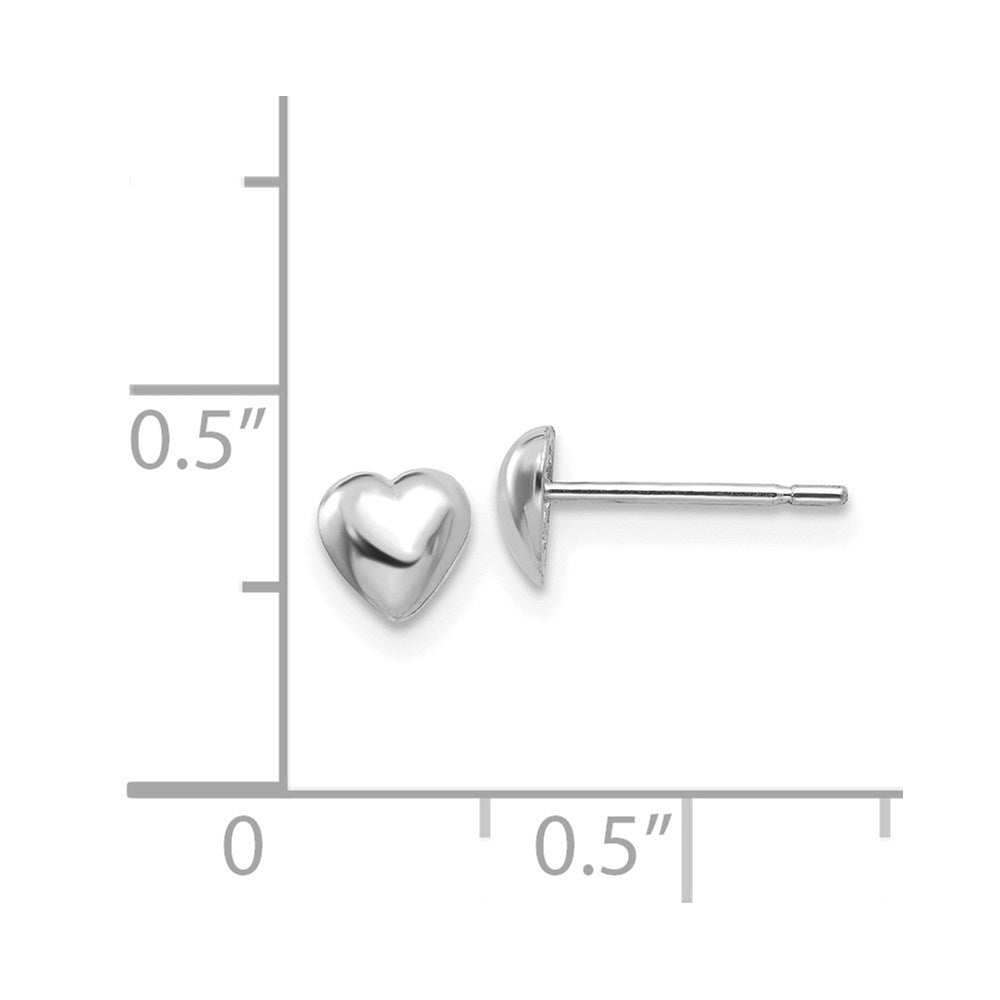 14K White Gold Polished Heart Post Earrings