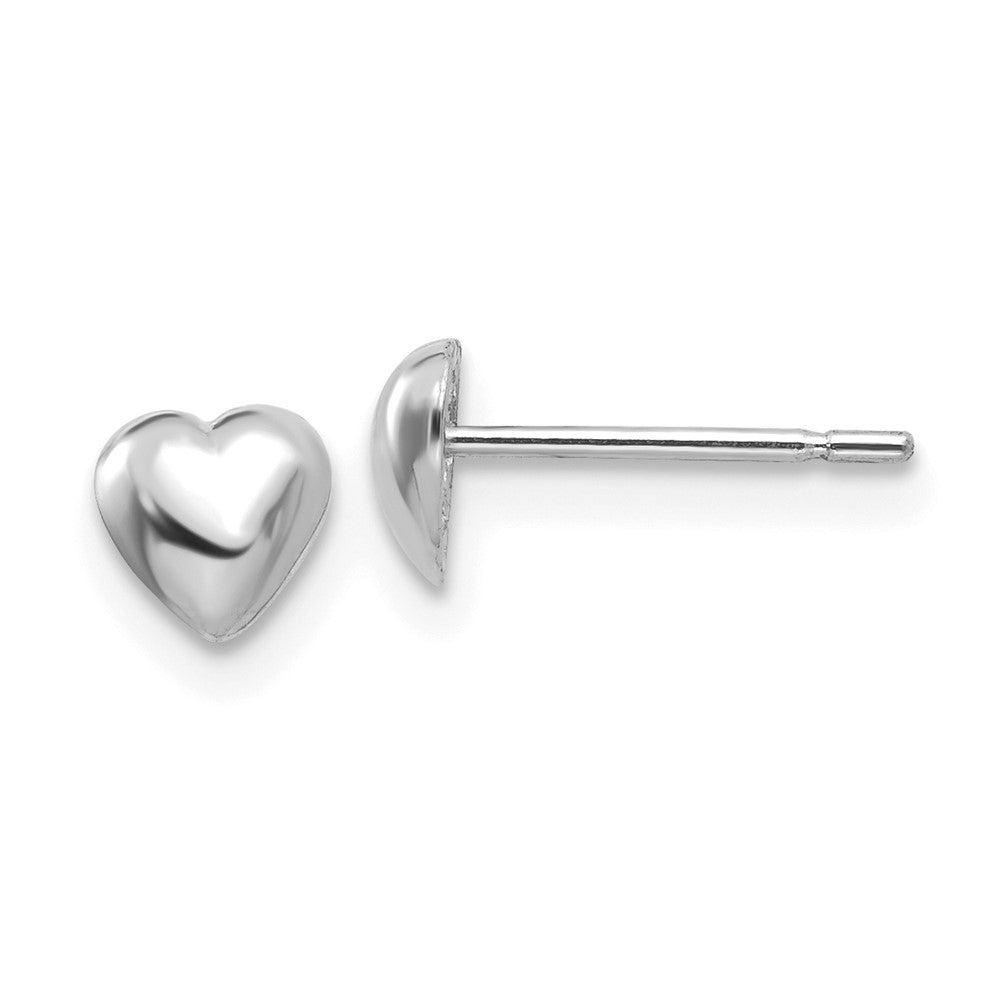 14K White Gold Polished Heart Post Earrings