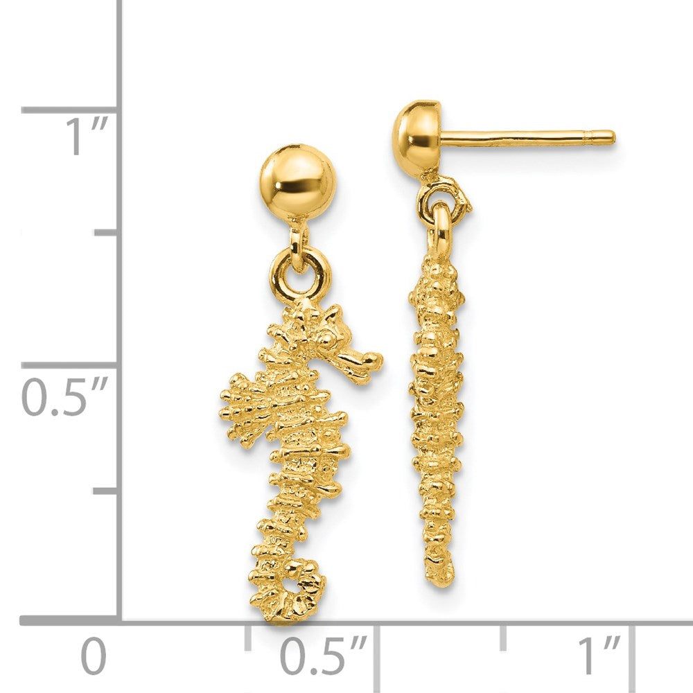 14K Yellow Gold Seahorse Dangle Earrings