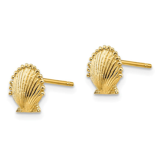 14K Yellow Gold Scallop Shell Post Earrings