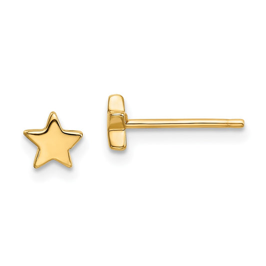 14K Yellow Gold Polished Star Post Earrings