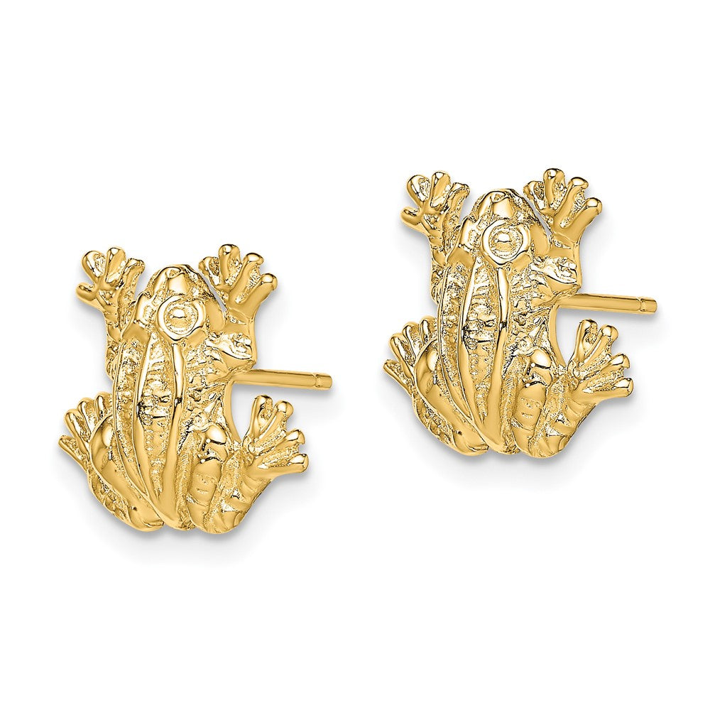 14K Yellow Gold 2D Leap Frog Post Earrings