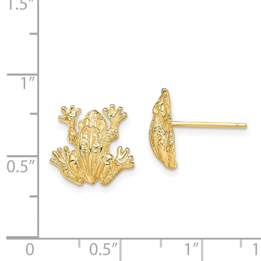 14K Yellow Gold 2D Leap Frog Post Earrings