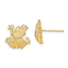 14K Yellow Gold 2D Leap Frog Post Earrings