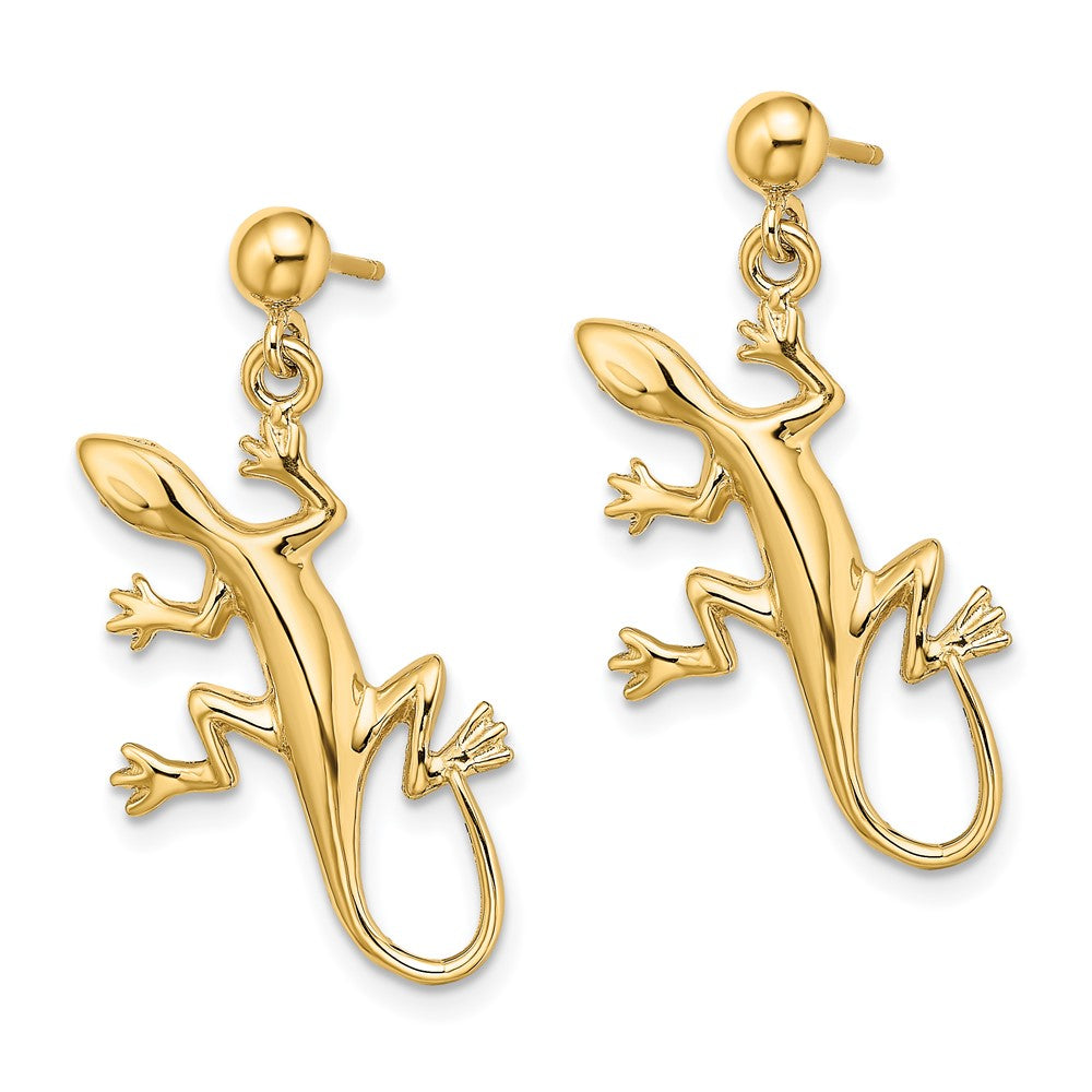 14K Yellow Gold Polished Gecko Dangle Earrings