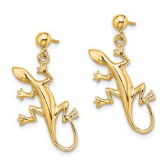 14K Yellow Gold Polished Gecko Dangle Earrings