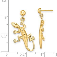 14K Yellow Gold Polished Gecko Dangle Earrings