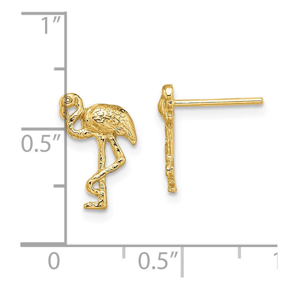 14K Yellow Gold Flamingo Post Earrings