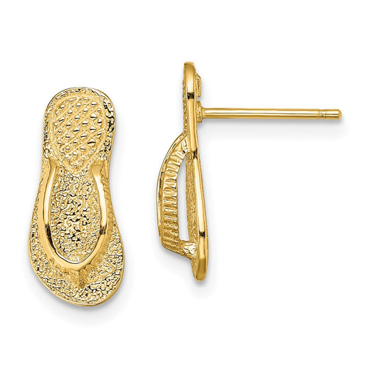 14K Yellow Gold Large Flip-Flop Post Earrings