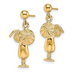 14K Yellow Gold Polished Tropical Drink Earrings