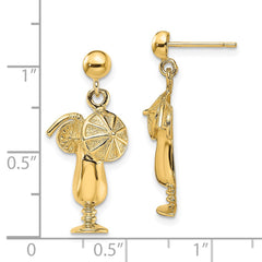 14K Yellow Gold Polished Tropical Drink Earrings