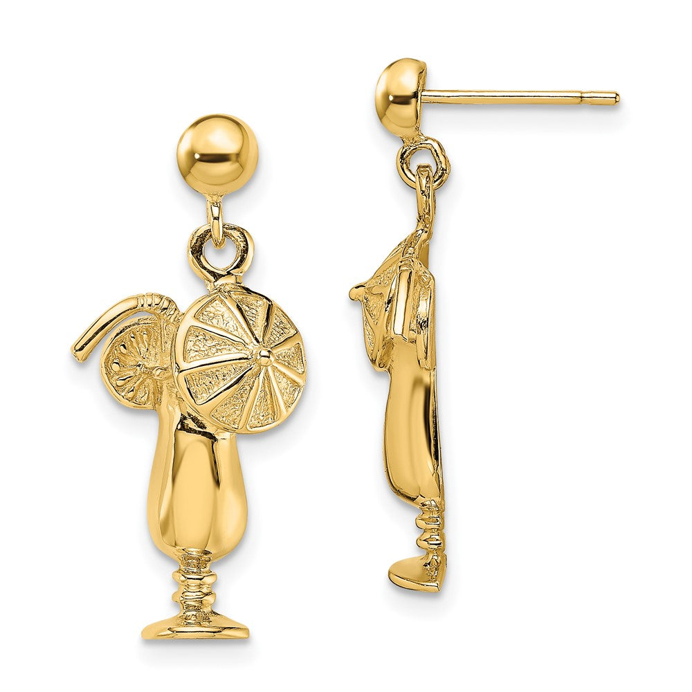 14K Yellow Gold Polished Tropical Drink Earrings