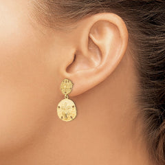 14K Yellow Gold Double Sand Dollar Dangle Earrings