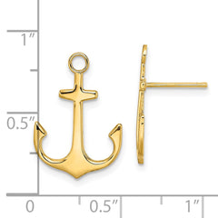 14K Yellow Gold Polished 2D Anchor Post Earrings