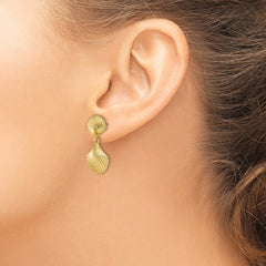 14K Yellow Gold Polished Scallop Shell Dangle Earrings