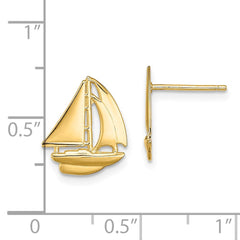 14K Yellow Gold Polished Sailboat Post Earrings