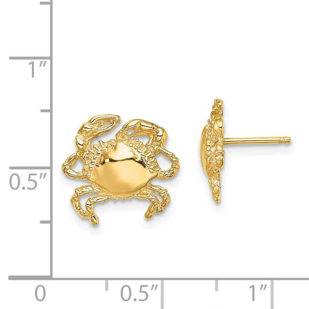 14K Yellow Gold 2D Polished Crab Post Earrings