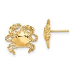 14K Yellow Gold 2D Polished Crab Post Earrings