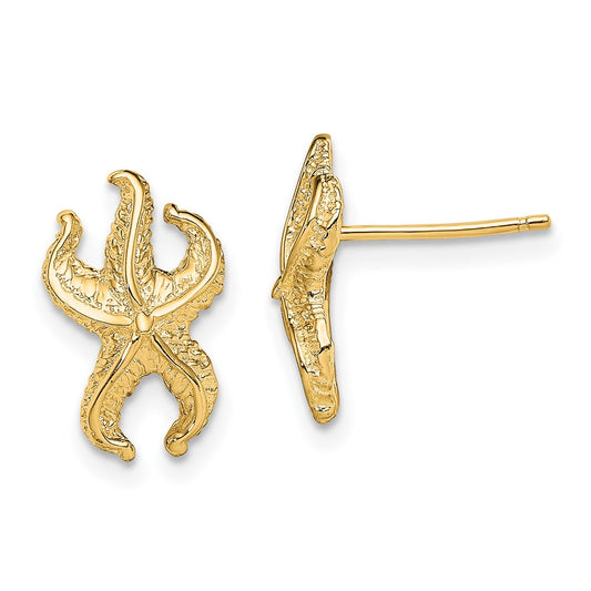 14K Yellow Gold Starfish Post Earrings