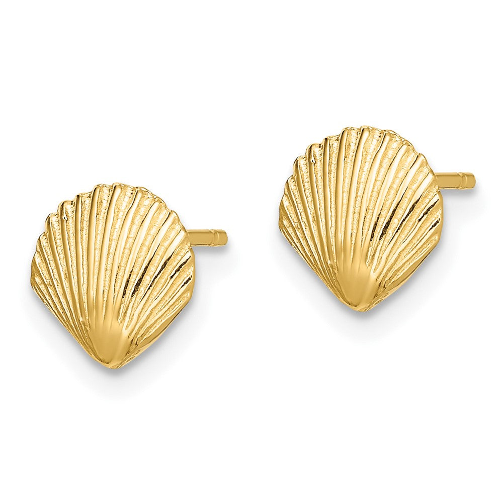 14K Yellow Gold Scallop Shell Post Earrings