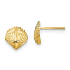 14K Yellow Gold Scallop Shell Post Earrings