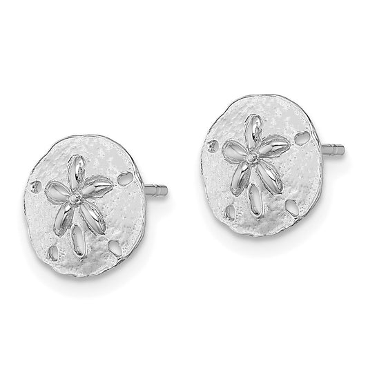 14K White Gold Polished Mini Sand Dollar Post Earrings