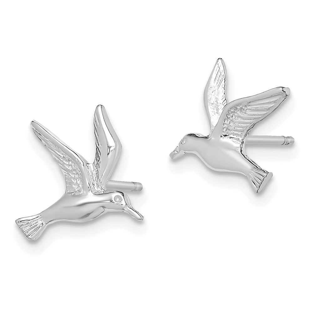 14K White Gold Polished Seagull Post Earrings