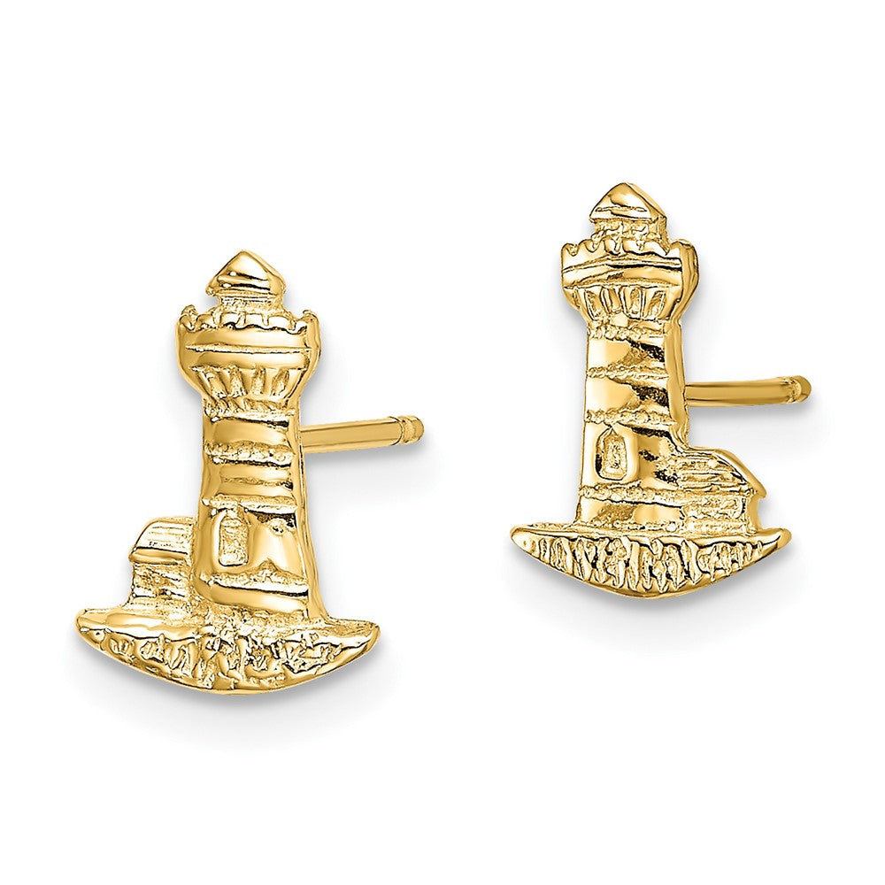 14K Yellow Gold Lighthouse Post Earrings