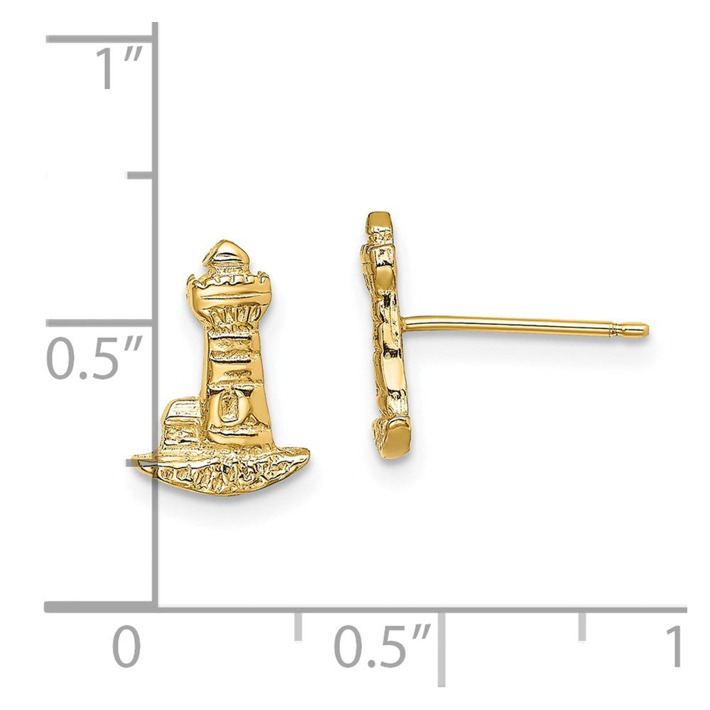 14K Yellow Gold Lighthouse Post Earrings