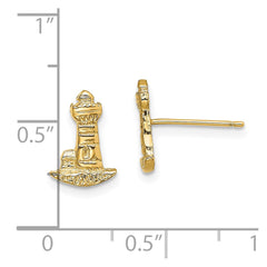 14K Yellow Gold Lighthouse Post Earrings