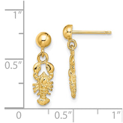 14K Yellow Gold Lobster Post Dangle Earrings