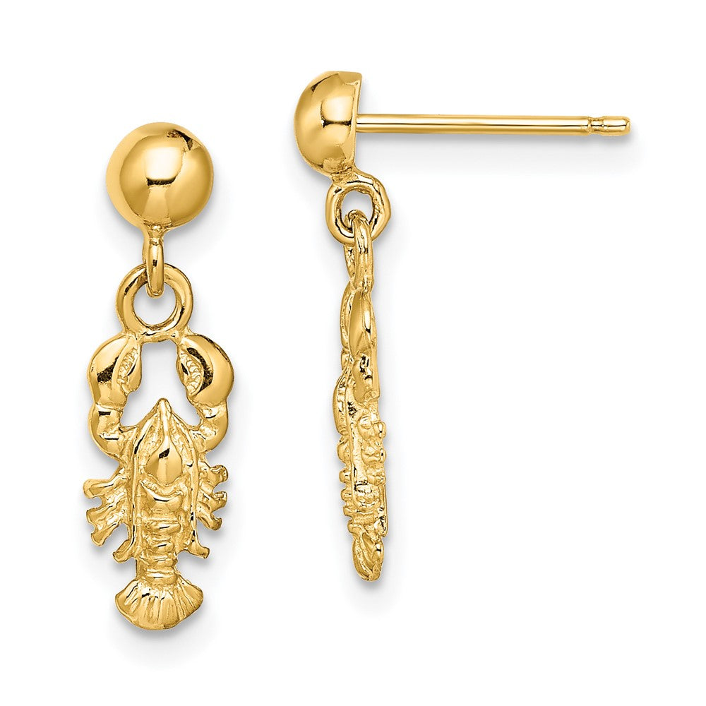 14K Yellow Gold Lobster Post Dangle Earrings