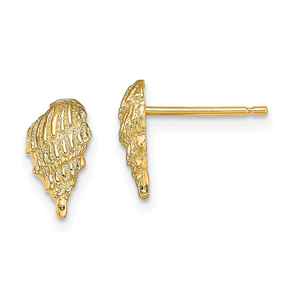 14K Yellow Gold Mini Conch Shell Post Earrings