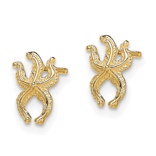 14K Yellow Gold Mini Starfish Post Earrings