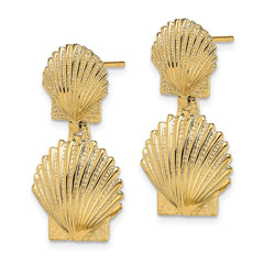 14K Yellow Gold Double Scallop Shell Post Earrings