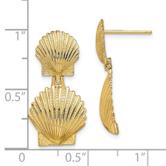 14K Yellow Gold Double Scallop Shell Post Earrings