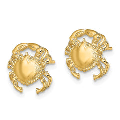 14K Yellow Gold Polished 2D Crab Post Earrings