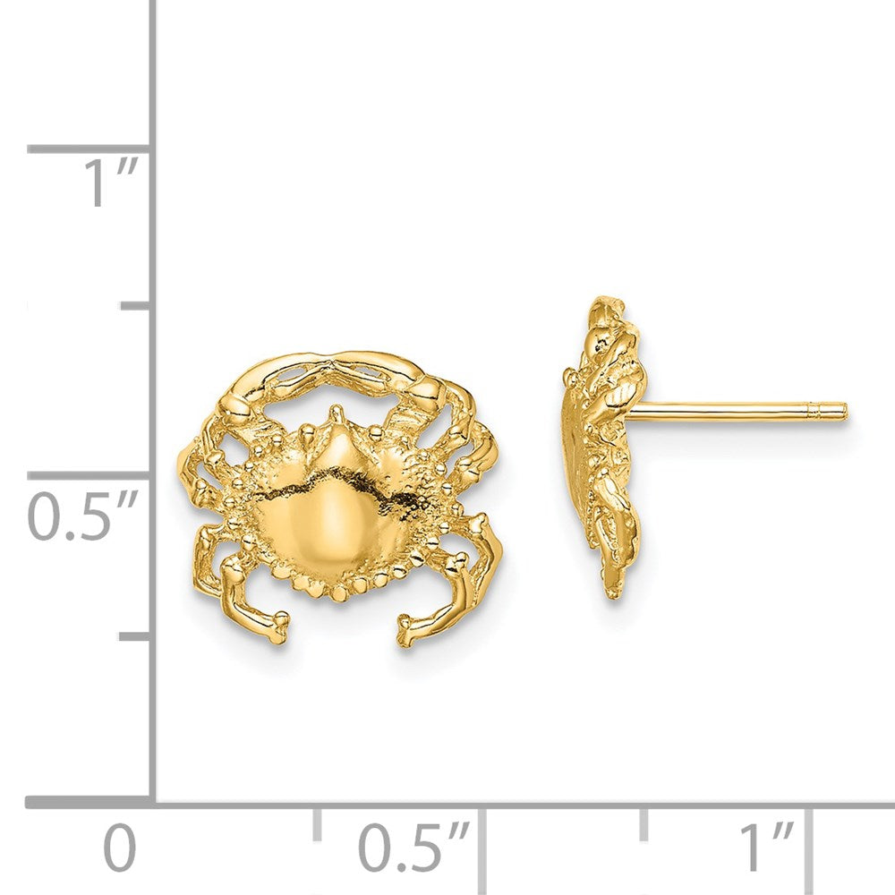 14K Yellow Gold Polished 2D Crab Post Earrings